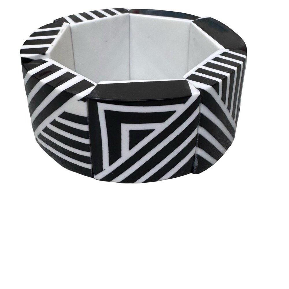MARION GODART Paris Bracelet Resin Black White Geometric Bracelet French Design